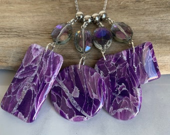 Amethyst Polymer Clay Pendants | February | Birth Month | Jewelry | Necklaces | Violet | Purple | Marble | Birth Stone