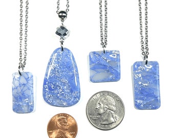 Frozen Ice Blue Polymer Clay Necklaces | Pendant | Faux Quartz Pendant | Brazil Blue | Celestite | Celestine
