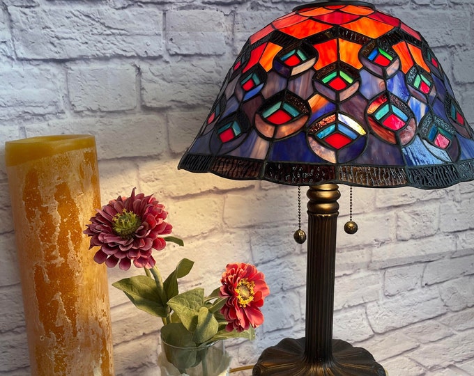 Vintage Dale Tiffany Peacock Stained Glass Lamp - Etsy