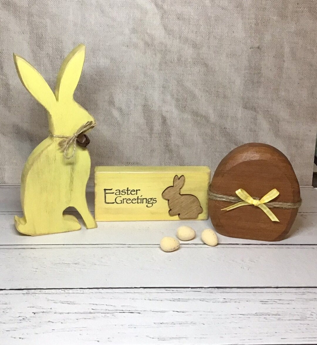 Easter 3 Piece Decor Bundle/rabbit/hare/easter Egg/word Block/reclaimed