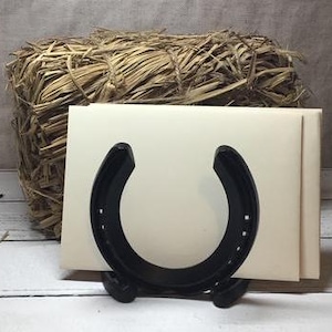 Horseshoe / Letter Rack / Reclaimed / Metal / Equine / Table / Holder / Decorative / Gift / Black / Office