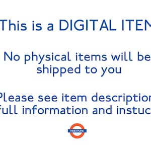 May include: White background with blue text stating "This is a DIGITAL ITEM" and "No physical items will be shipped to you." Additional text directs the viewer to the item description for more information. A circular logo is at the bottom.