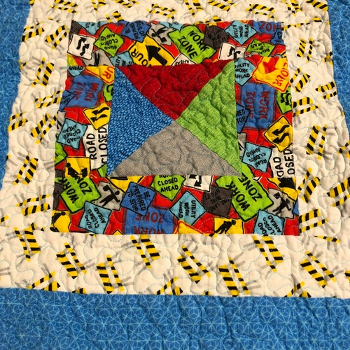 Colorful Construction Baby Quilt, Quilt for Boy, Trucks, Primary Colors, One shops of a Kind, Handmade, Play Mat, Boy Quilt