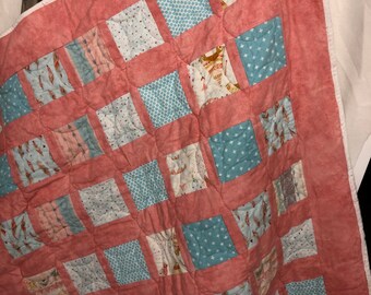 Pink Baby Quilt, flannel baby quilt, one of a kind baby quilt, handmade baby quilt