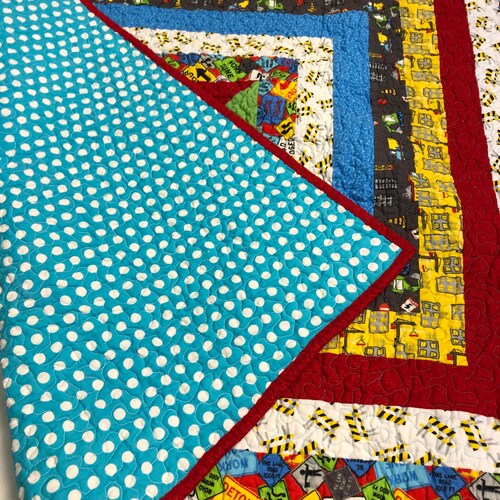 Colorful Construction Baby Quilt, Quilt for Boy, Trucks, Primary Colors, One shops of a Kind, Handmade, Play Mat, Boy Quilt
