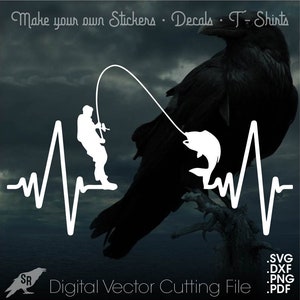 Fischen Herzschlag, Vektor für Cricut / Silhouette, digitaler Sofort-Download svg, dxf, pdf, png