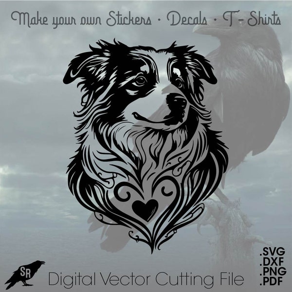 Australian Shepherd, Vector for Cricut/ Silhouette, Digital Instant Download svg, dxf, pdf, png
