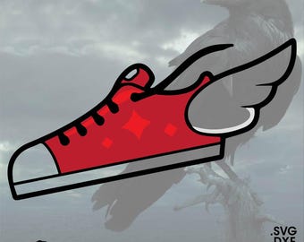 Track Shoes with Wings, Winged Track Shoes, Hermes, Talaria, Vector for Cricut/ Silhouette, Digital Instant Art Download svg, dxf, pdf, png