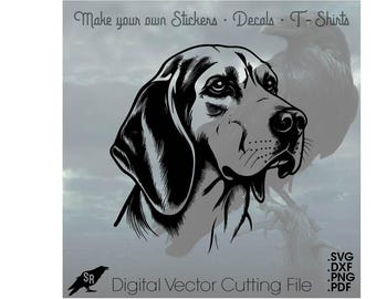 American Foxhound, hound, Vector for Cricut/ Silhouette, Digital Instant Download svg, dxf, pdf, png