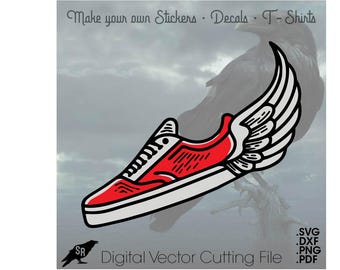 Track Shoes with Wings, Winged Track Shoes, Hermes, Talaria, Vector for Cricut/ Silhouette, Digital Instant Art Download svg, dxf, pdf, png