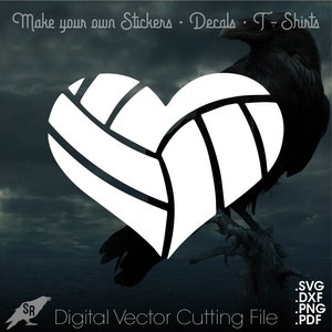 Coração de voleibol, vetor para Cricut / Silhueta, download instantâneo digital svg, dxf, pdf, png