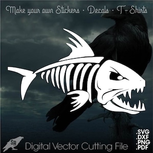 Fish Skeleton, Vector for Cricut/ Silhouette, Digital Instant Download svg, dxf, pdf, png