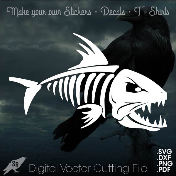 Fish Skeleton, Vector for Cricut/ Silhouette, Digital Instant Download svg, dxf, pdf, png