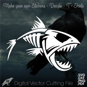 Fish Skeleton, Vector for Cricut/ Silhouette, Digital Instant Download svg, dxf, pdf, png