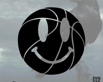 Basketball, Vector for Cricut / Silhouette, Digital Instant Download svg, dxf, pdf, png - b-ball roundball prep smile smiley face