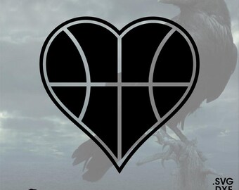 Basketball, Vector for Cricut / Silhouette, Digital Instant Download svg, dxf, pdf, png - b-ball roundball prep heart love