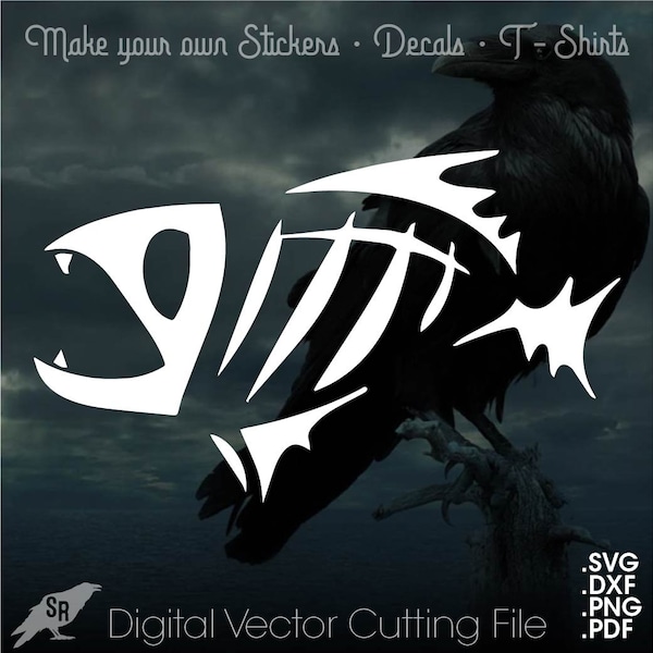 Fish Skeleton, Vector for Cricut/ Silhouette, Digital Instant Download svg, dxf, pdf, png