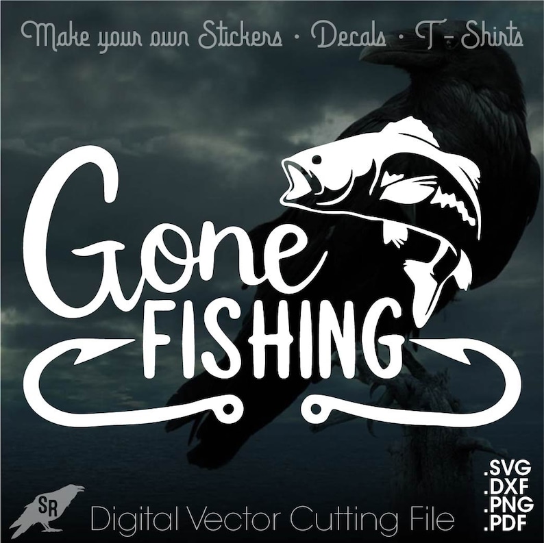 Gone Fishing, Vector for Cricut/ Silhouette, Digital Instant Download svg, dxf, pdf, png image 1