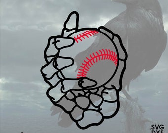 Skeleton Hand Baseball, Vector for Cricut/ Silhouette, Digital Instant Download svg, dxf, pdf, png