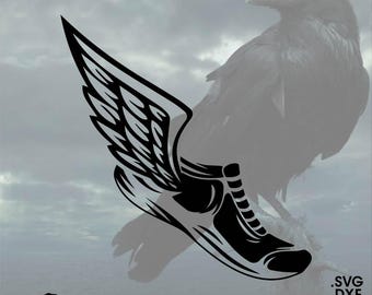 Track Shoes with Wings, Winged Track Shoes, Hermes, Talaria, Vector for Cricut/ Silhouette, Digital Instant Art Download svg, dxf, pdf, png