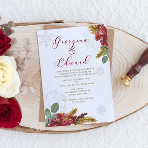 Winter Wedding Invitations Template Winter Wonderland Wedding Etsy