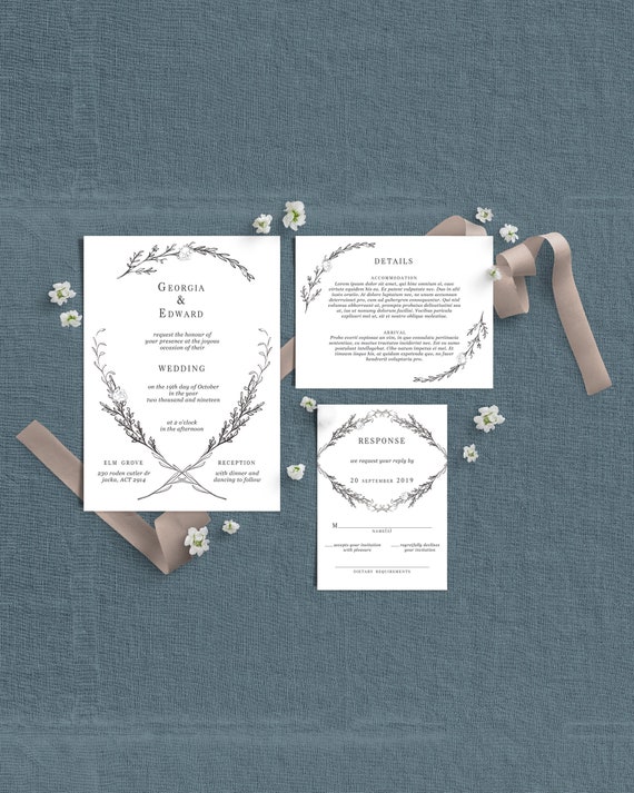 Rustic Wedding Invitation Suite Fall Wedding Invitation Set Etsy