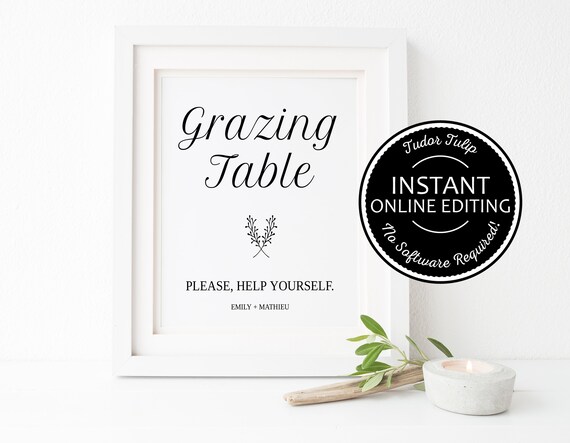 Grazing Table Sign Template | Etsy