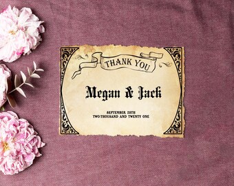 MÉNAGERIE Thank You or Place Cards - Halloween Wedding, Gothic Wedding, Wedding Table, Vintage Victorian Raven Theme