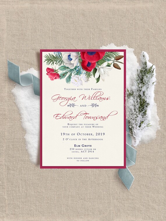 Winter Wedding Invitations Template Winter Wonderland