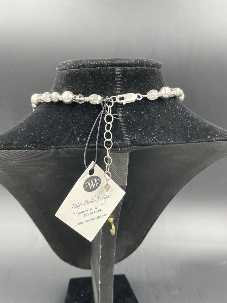 Play on Gray Necklace made from three clip-on earrings to create a pendant strung on mixed beads