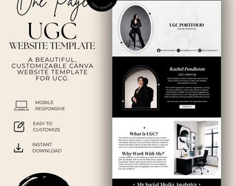 Plantilla de sitio web UGC / Sitio web UGC de una página / Minimalista en blanco y negro