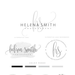Premade Branding Kit - Photography Logo Set- Watermark - Handwritten initials - Elegant Signature -  Stamp Logo -  Logo Design Package 87