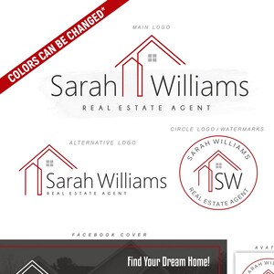 Realtor logo, Real Estate Marketing, Real estate agent logo, Red House logo, House logo, Broker Logo, Realty Logo, Logo Realtor Set 242