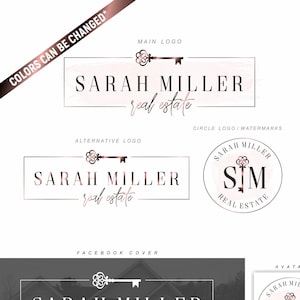Realtor logo, Real Estate Marketing, Rose gold Key logo, Real estate, Broker Logo, Real estate agent logo,Realty Logo, Logo Realtor Set 247