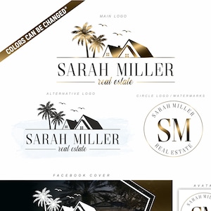 Real Estate Logo, Realty set, Realtor Logo, Realtor House Logo, Real Estate Branding Kit, Palm Tree Logo, Broker Logo, Realty Brand Set 253