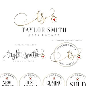 Real Estate logo set, makelaar logo, huis hart logo, makelaar logo, Realty logo, onroerend goed logo, makelaar visitekaartje, te koop teken 190