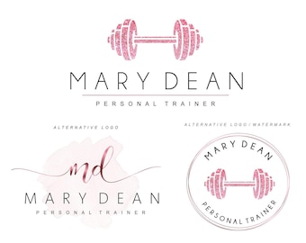 Rose Gold Dumbbell, Fitness Trainer logo Kit, Personal Trainer logo, Fitness Instructor Logo set, Personal Training, Health Logo, Logo 166 5