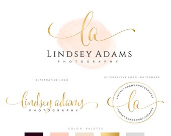 Premade Branding Kit - Fotografie Logo Set- Watermark - Handgeschreven initialen - Gold Initials Signature - Gold Logo Design - Stempel Logo 88