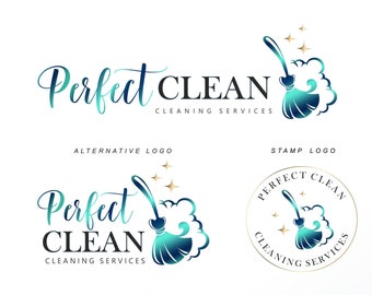 Conception de logo de nettoyage, service à la maison, logo préfabriqué, logo de ménage de vente de nettoyage de maison De maid logo, conception de logo de nettoyage coutume 423