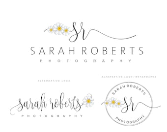 Daisies logo, Photography logo, Blog logo, Watermark, Logo Design, Premade Branding Kit, Stamp, Branding kit, Logo package, Logo set 150