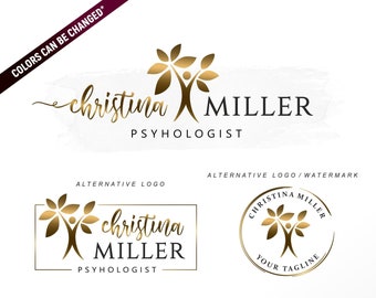 Online psychologist logo Life coach logo Psychology health logo Counseling logo Life Coaching logo Online therapy logo Gold tree logo  382