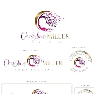 Life coach logo, Psychologist logo, Willow Tree, Human & Moon logo design.