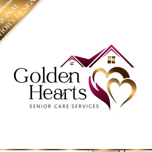 Home care logo, Residential home logo, Nurse staffing agency logo, Elderly healthcare heart logo, Senior care logo, Elderly care logo 556