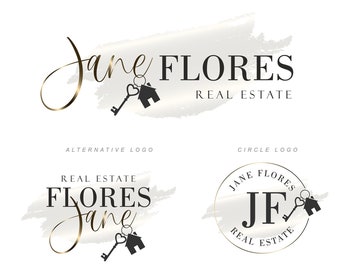 Realtor Logo, Real Estate Logo, Premade Logo, Modern Logo, House Key Logo, Realty Branding, Watermark Logo, Signature Logo, Realtor set 522