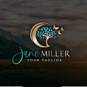 Life coach logo, Therapist logo, Psychology logo, Tree of life logo, Moon logo, Healing logo, Holistic logo, Wellness coach logo, Logo 566