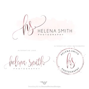 Rose Gold Logo Set - vorgefertigte Logo-Kit - Wasserzeichen - handschriftliche Initialen - elegante Signatur - Stempel Logo - Logo Design Paket Logo 87