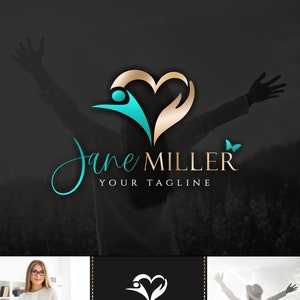 Life coach logo, Therapist logo, Psychology logo, Love and support symbol, Supportive therapy logo, Counseling logo, Hand, Heart, Happy 565
