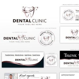 Tooth logo Dentist logo Dental Logo Branding Kit Tooth Premade Logo Dentist Branding Package Dental logo Dental clinic marketing package 336
