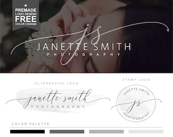 Premade Photography Logo: Boutique Feminine Watercolor Branding 405