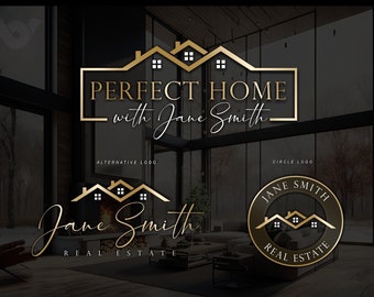 Realtor Logo Design, Real Estate Agent Logo, House Logo, Property Logo Design, Editable Branding Kit, Rose gold real estate logo, Realtor485